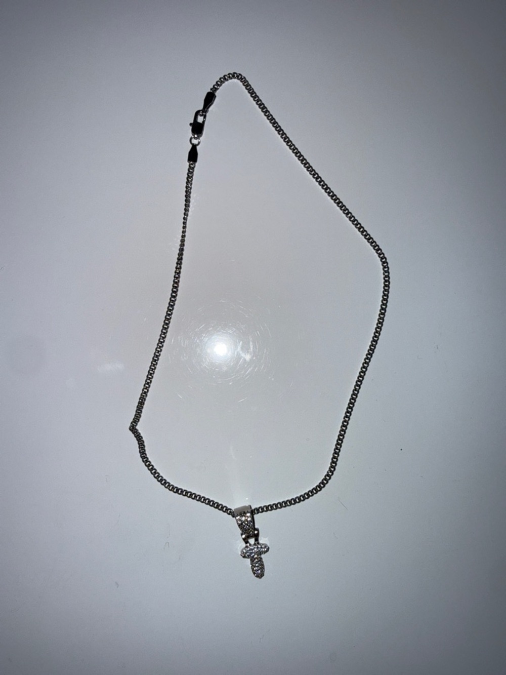 Sterling Silver T Pendant Necklace in Silver